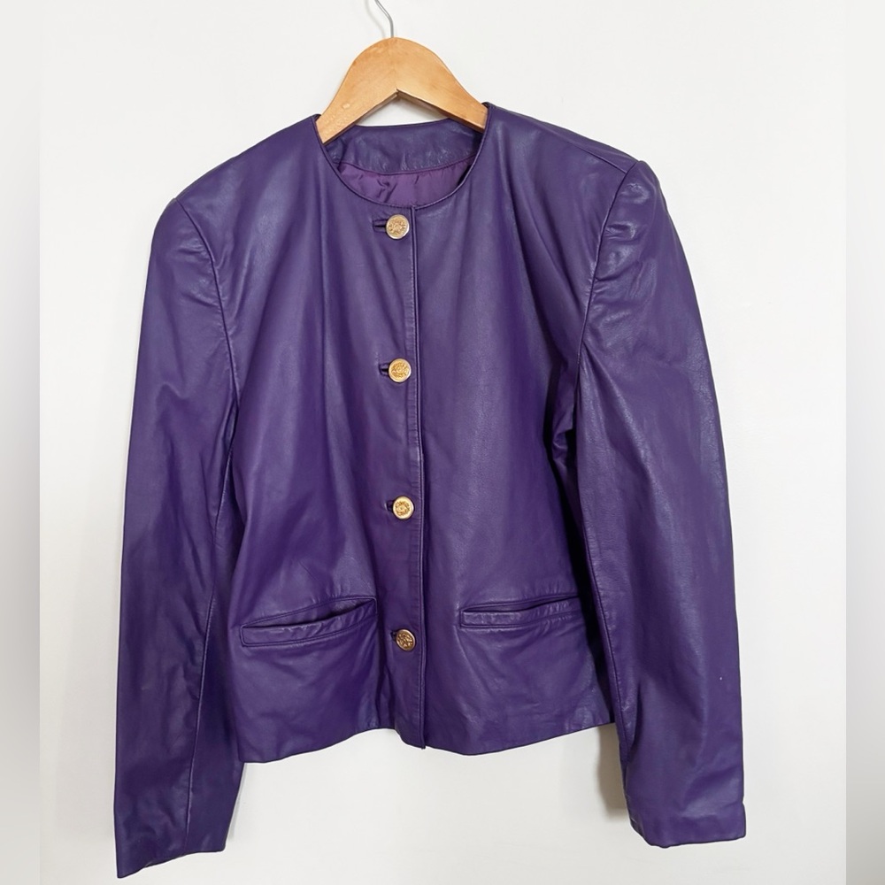Vtg 80’s Evan Davies Purple Leather Jacket - Rare!